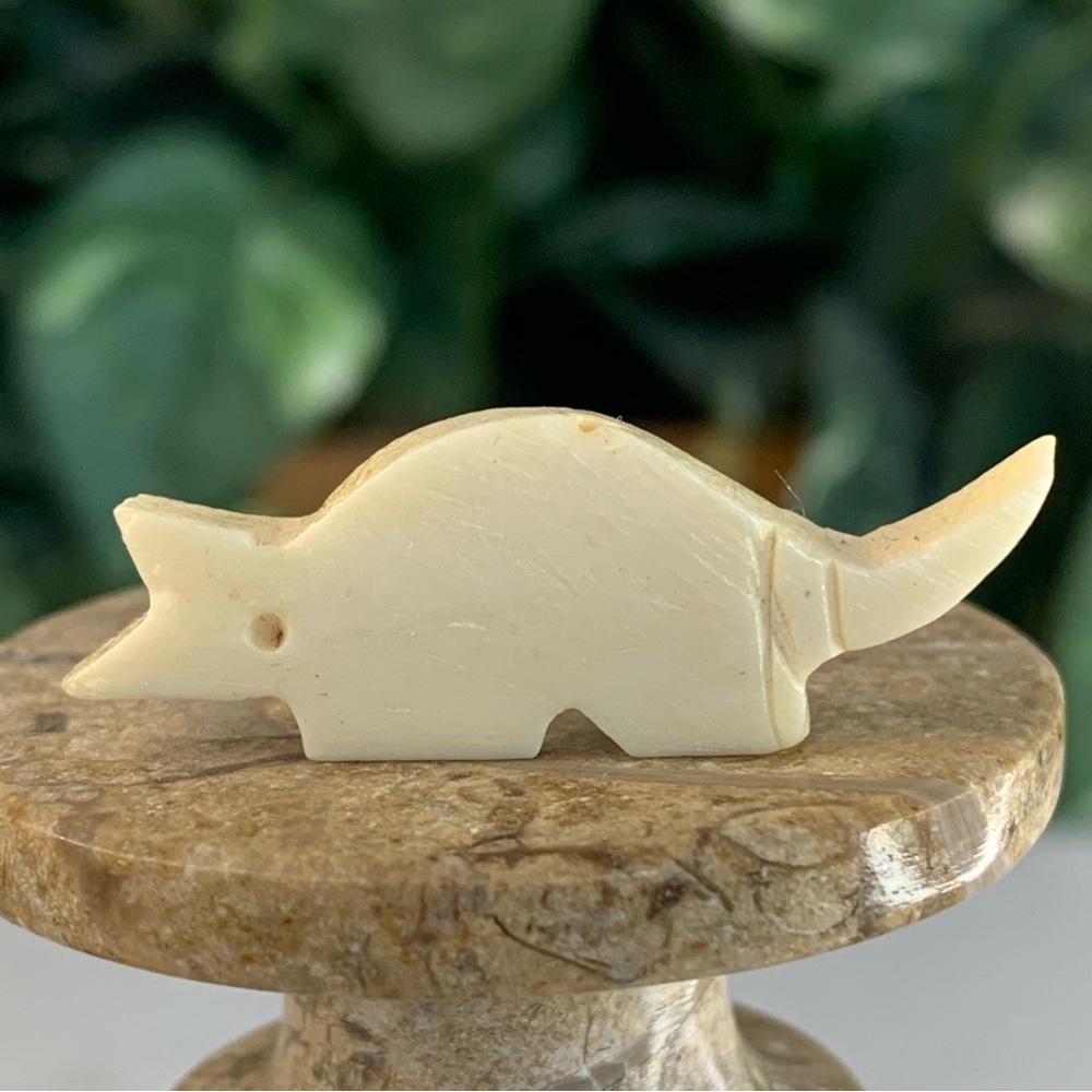 Armadillo Bone Bead Fetish Animal Carving Drilled Hand Carved Mammal 1.4" x .5" - Picture 2 of 13